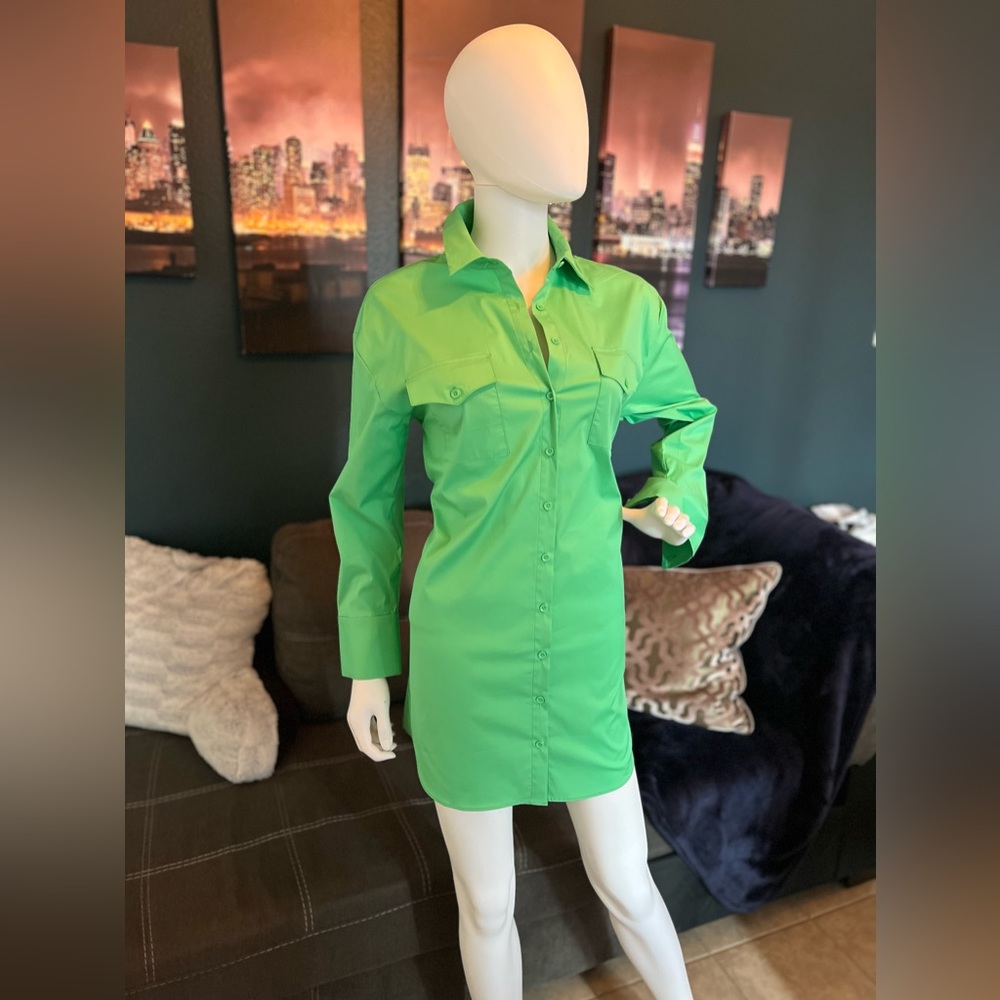 Green Alice & Olivia button up collard shirt small